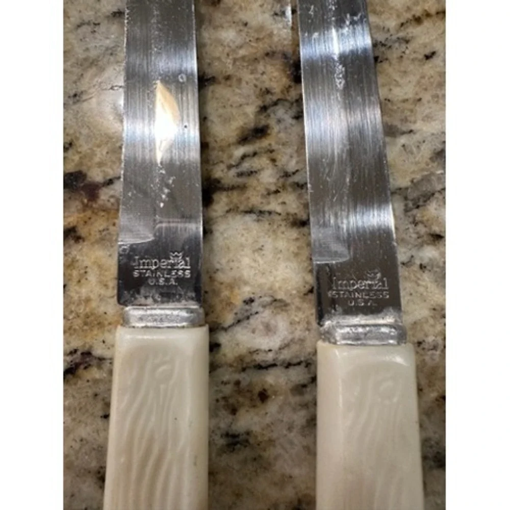 Imperial Stainless USA Steak‎ Knives Set of 2 Faux Bone Handles